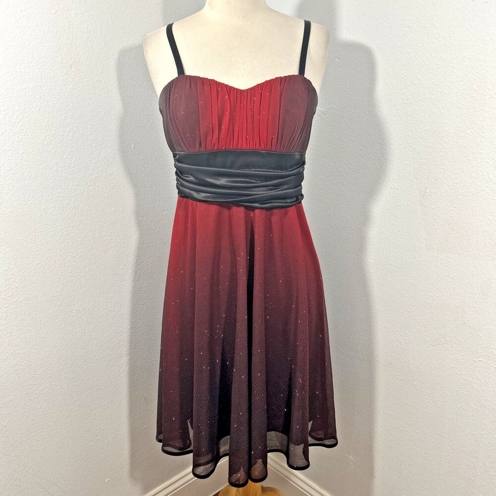 RM Richards Dress Womens 6 Burgundy Glitter Babydoll Fairy Grunge Whimsigoth Y2K
